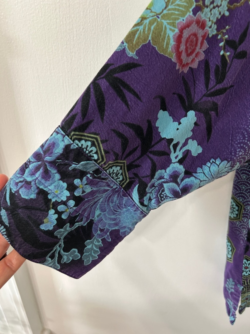 Tianello Aida Blouse Women’s M Vibrant Purple Floral Tencel Button-Up - Picture 6 of 16